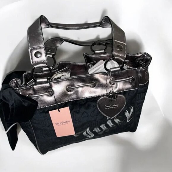 Juicy Couture Vintage Dreams Tote Handbag Black and Gunmetal Tik Tok Viral NWT - Picture 5 of 5